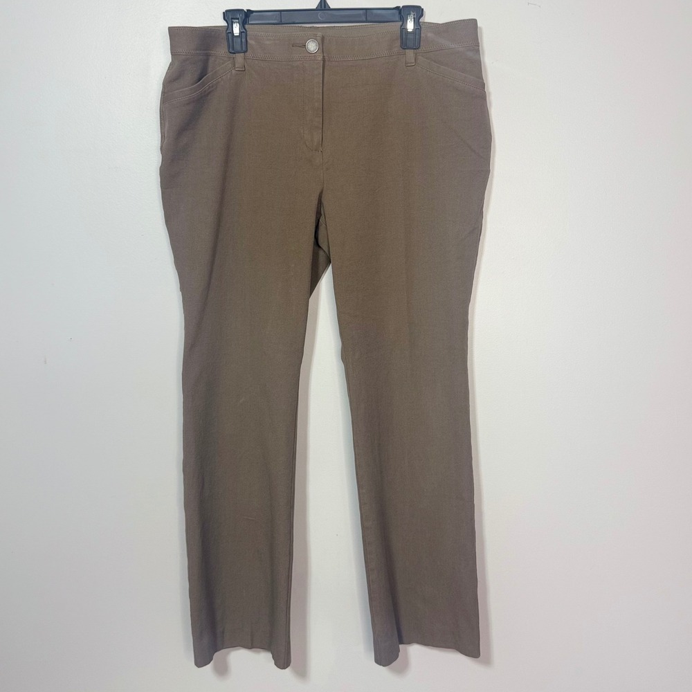 Chico's Pants Womens 3 (16 / XL) Taupe Brown Straight Leg Trousers Stretch